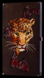 Backgammon made of stained oak and amber "Leopard" collection "Legends of the world"